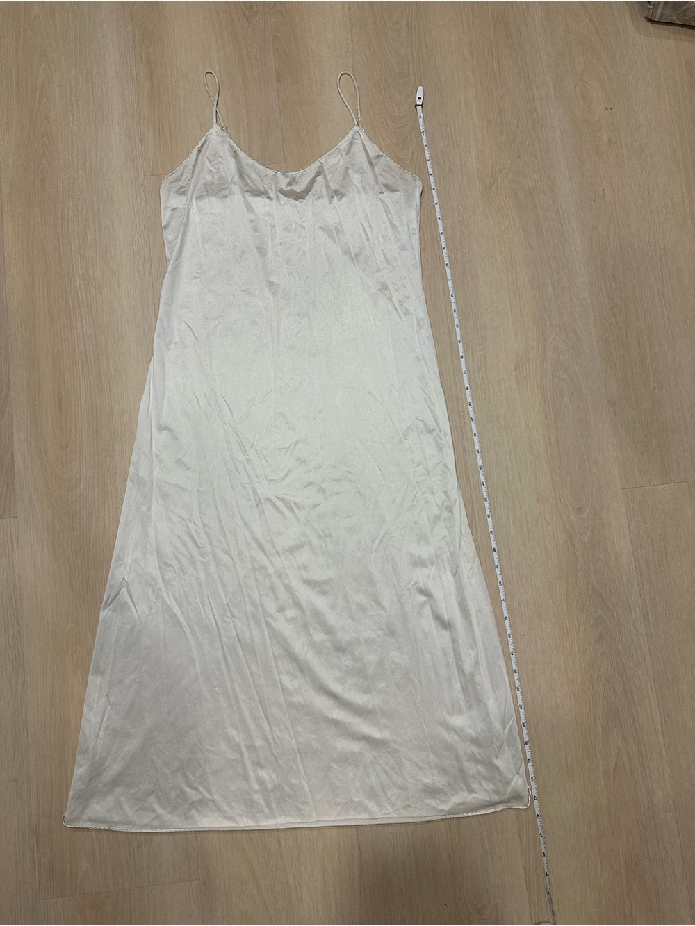 Vanity Fair White Slip Maxi Dress with Spaghetti Straps